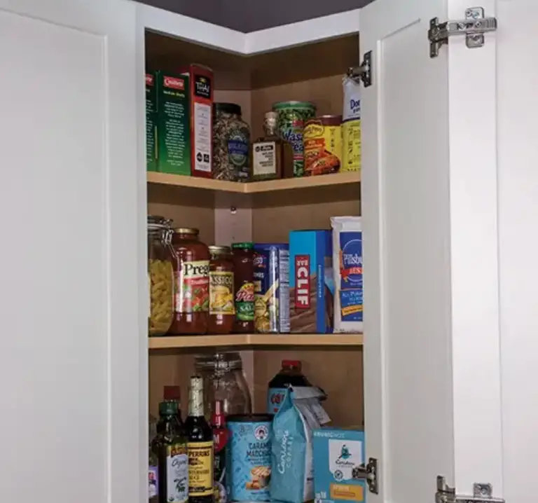 Upper corner cabinet organization ideas