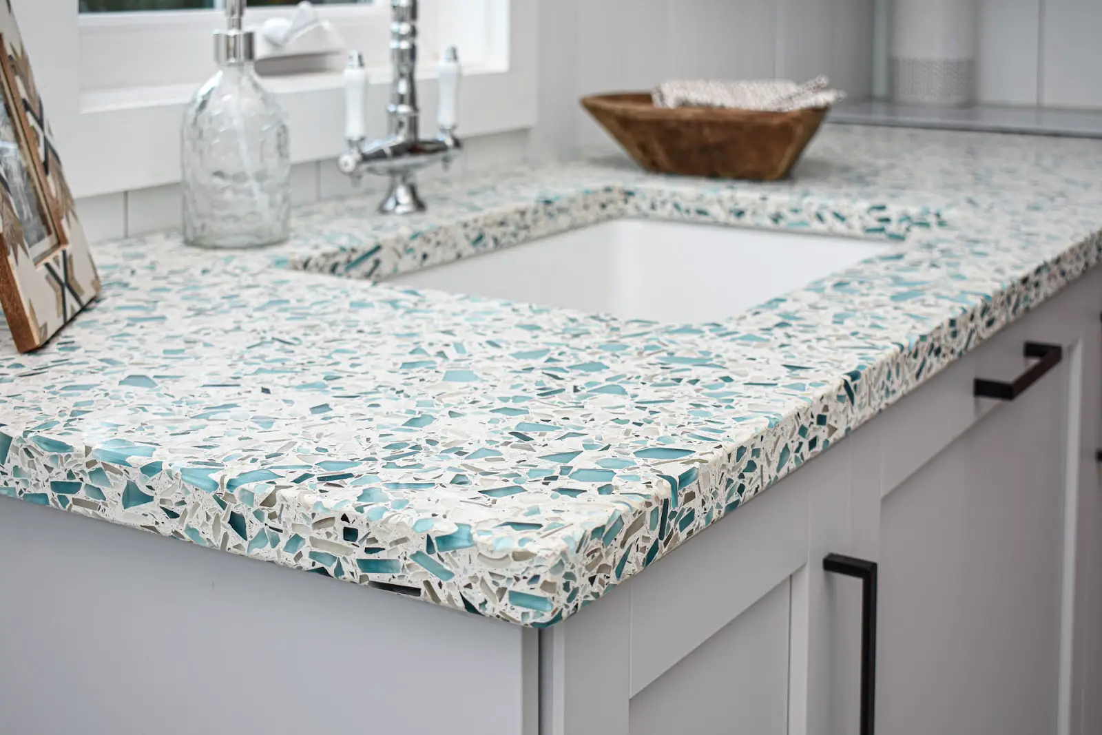 White Countertops Made From Recycled Glass
