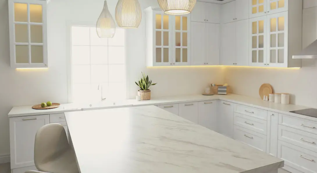 White Countertops Made Out Of Porcelain